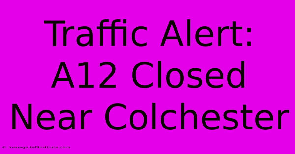 Traffic Alert: A12 Closed Near Colchester