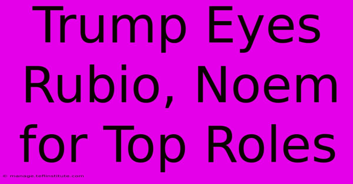 Trump Eyes Rubio, Noem For Top Roles