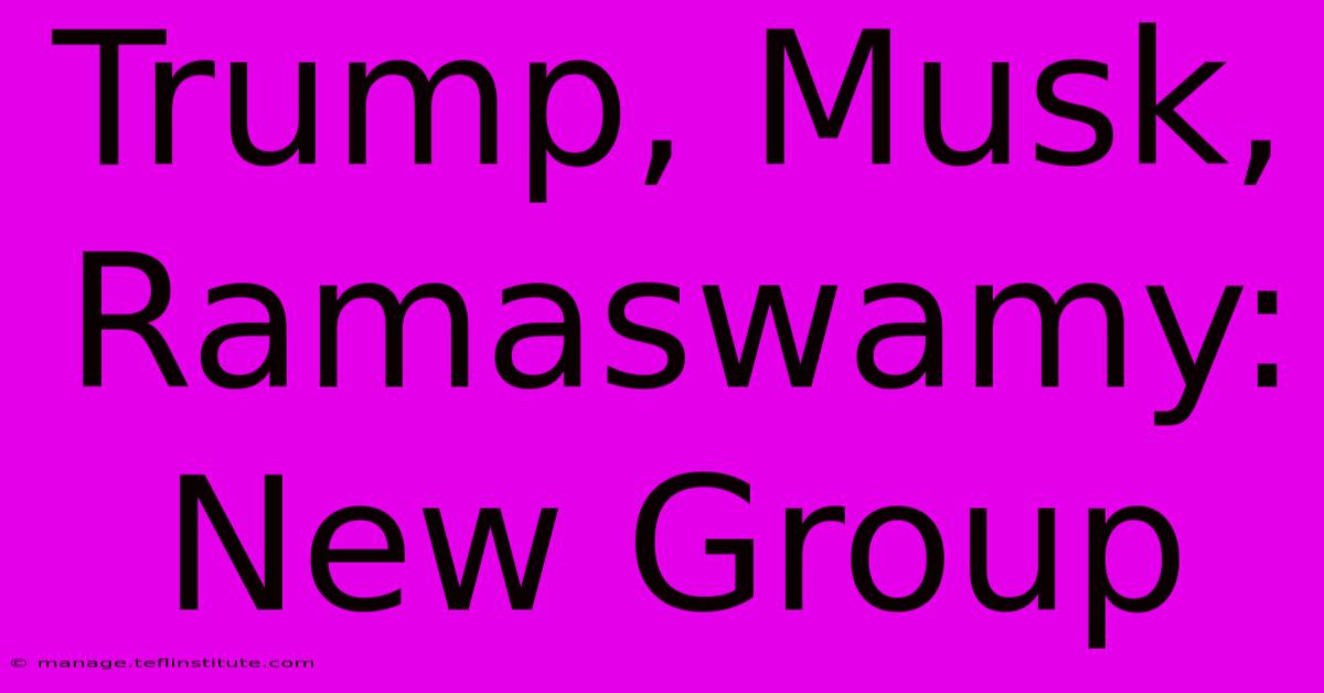 Trump, Musk, Ramaswamy: New Group 