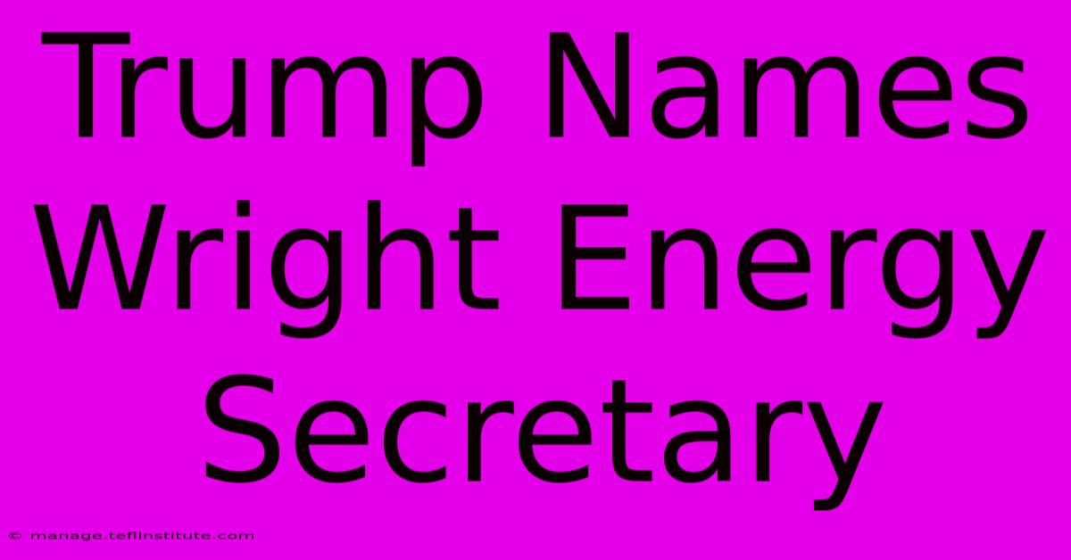 Trump Names Wright Energy Secretary