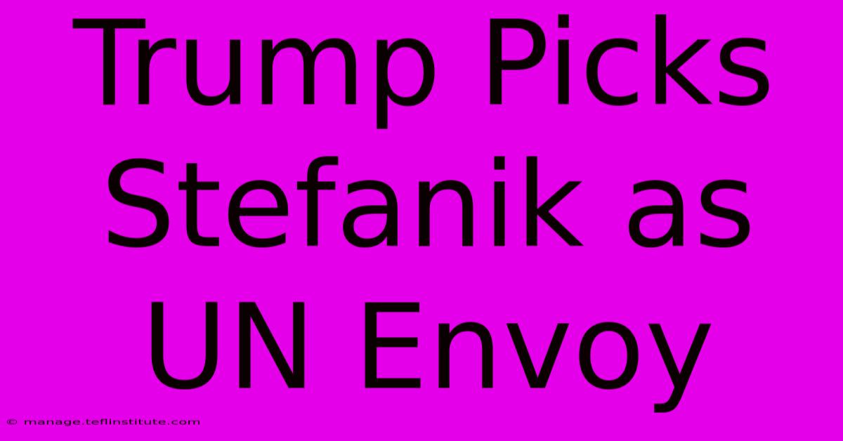 Trump Picks Stefanik As UN Envoy