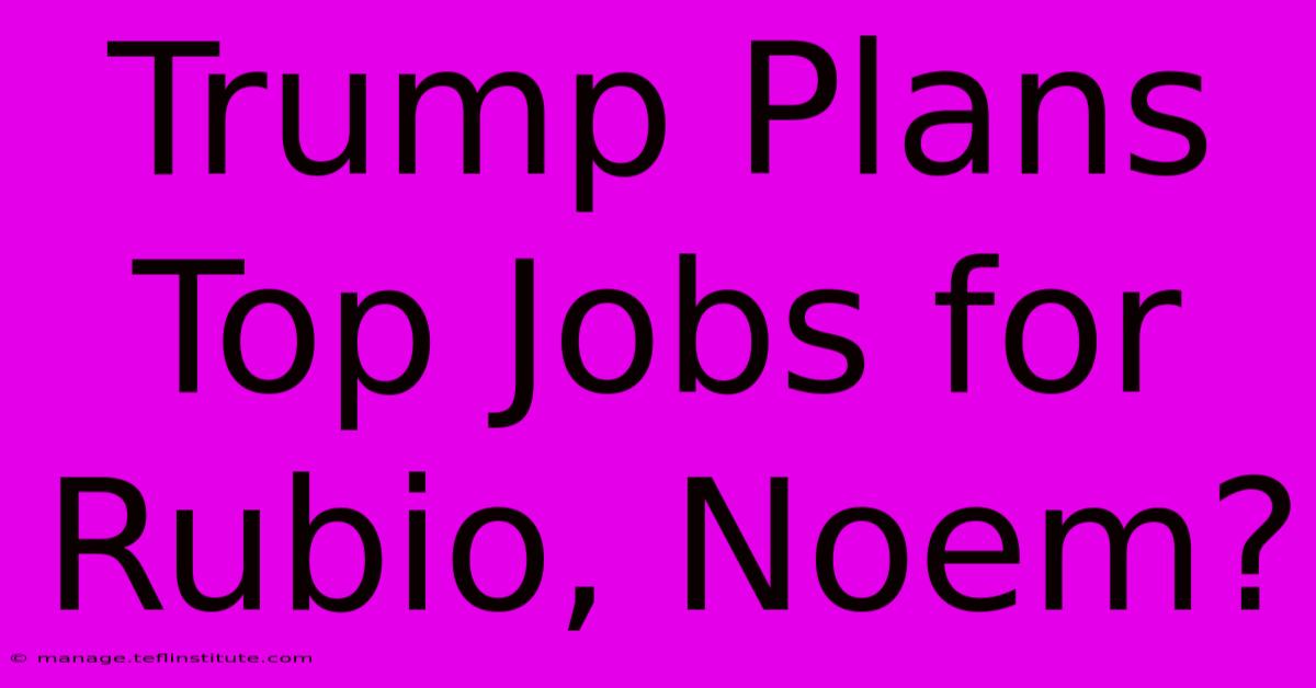 Trump Plans Top Jobs For Rubio, Noem?