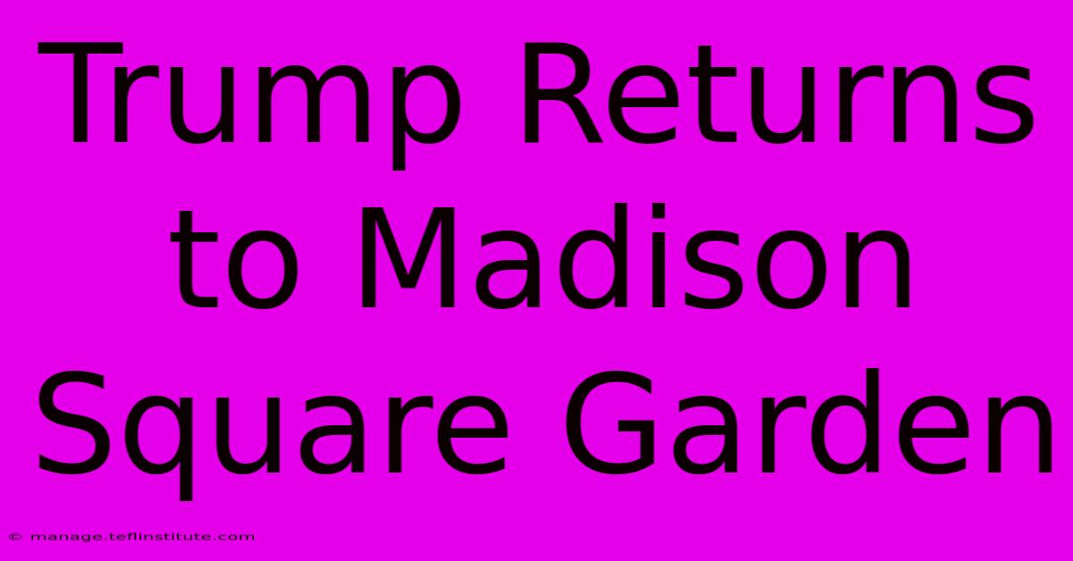 Trump Returns To Madison Square Garden