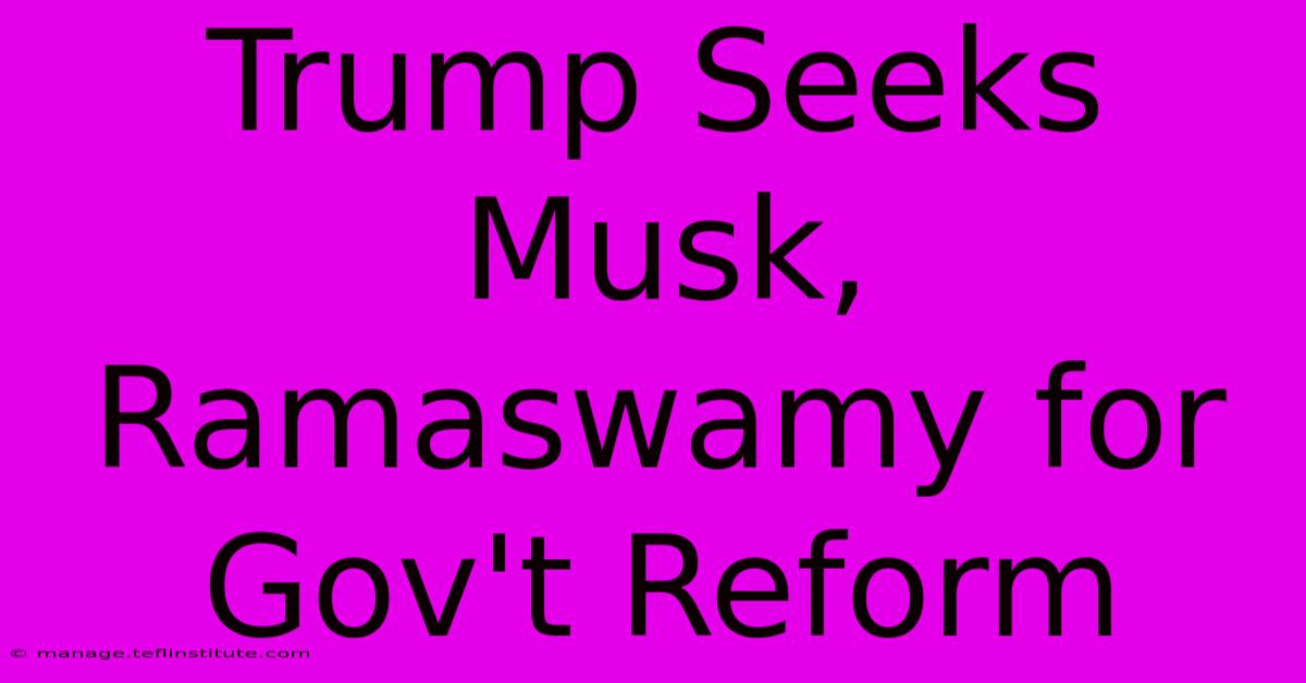 Trump Seeks Musk, Ramaswamy For Gov't Reform