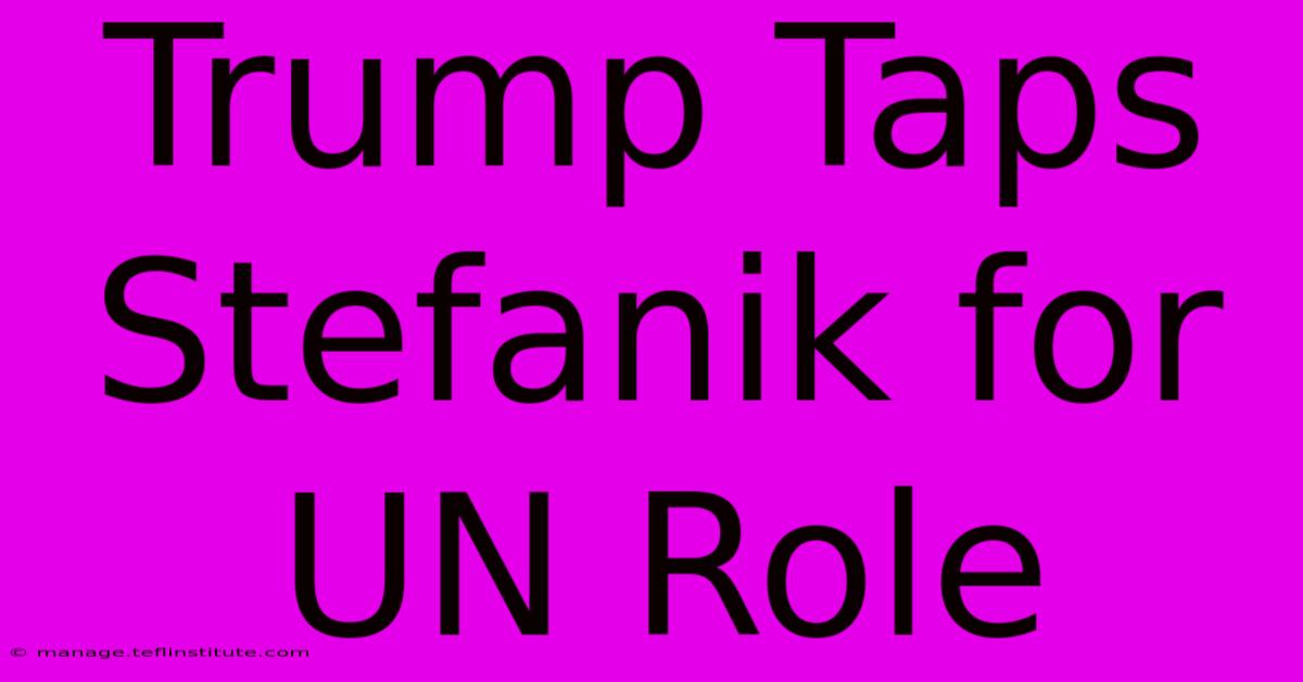 Trump Taps Stefanik For UN Role