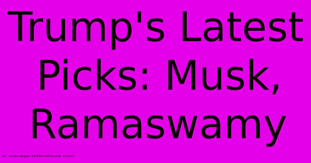 Trump's Latest Picks: Musk, Ramaswamy 