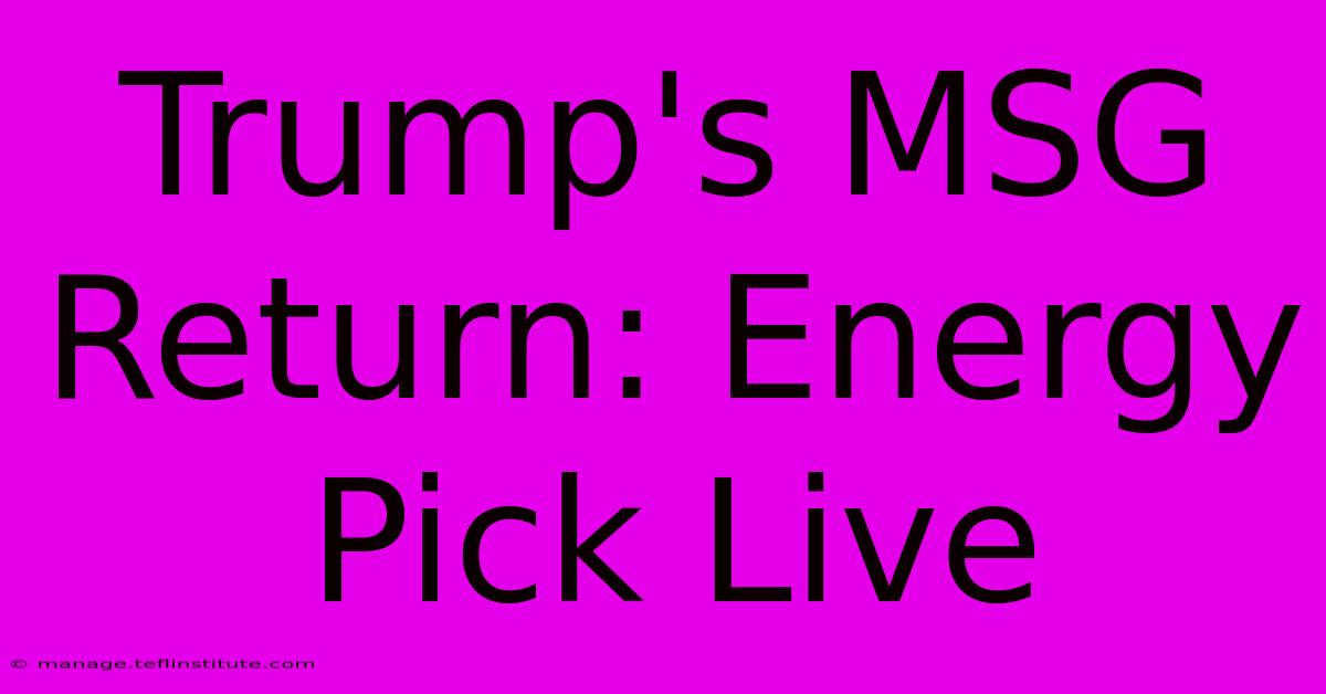 Trump's MSG Return: Energy Pick Live