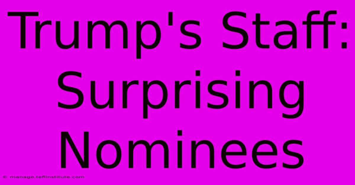 Trump's Staff: Surprising Nominees