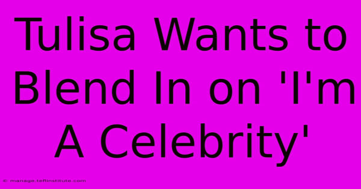 Tulisa Wants To Blend In On 'I'm A Celebrity'