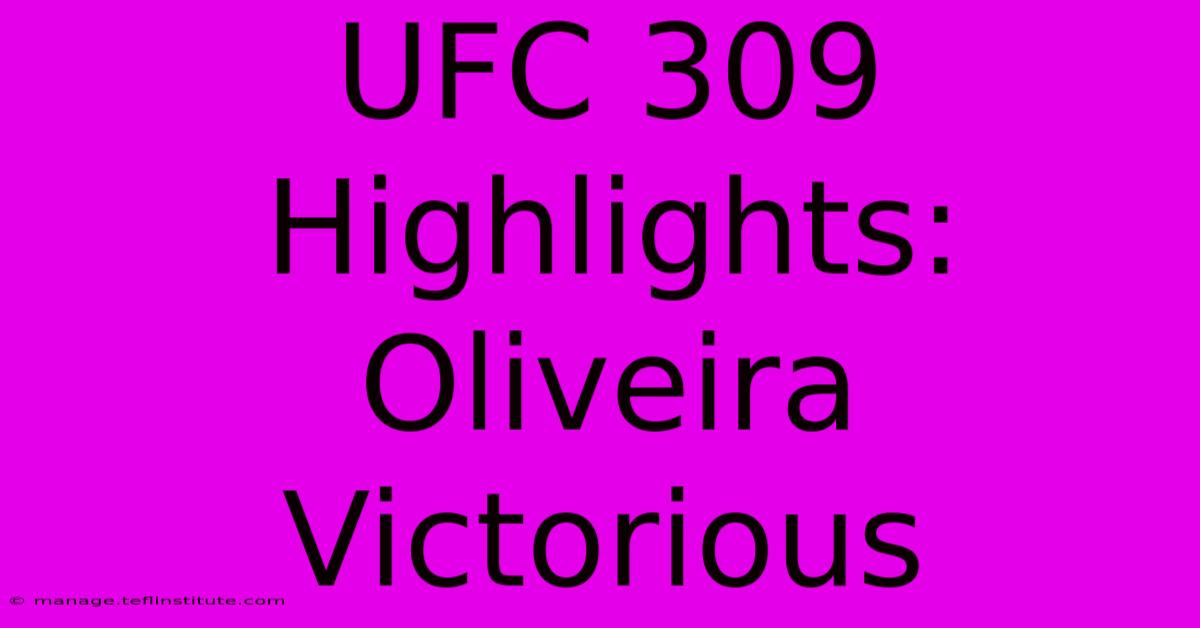 UFC 309 Highlights: Oliveira Victorious