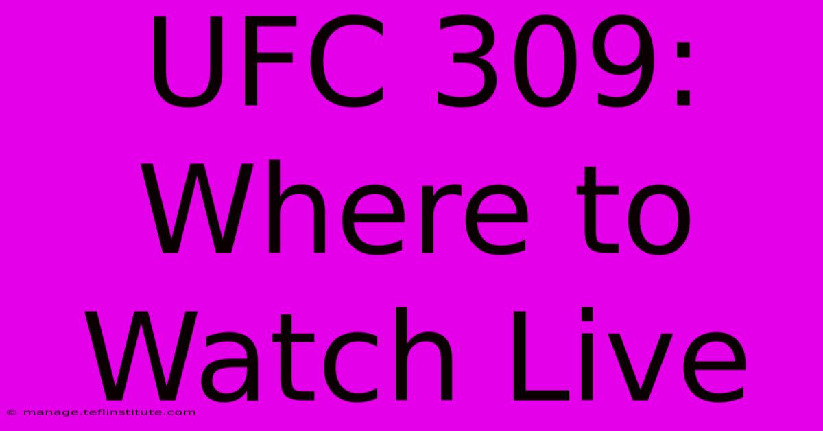 UFC 309: Where To Watch Live