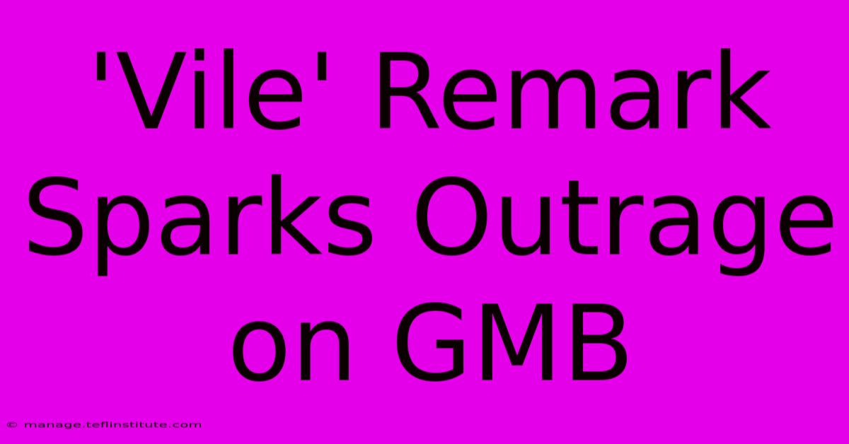 'Vile' Remark Sparks Outrage On GMB