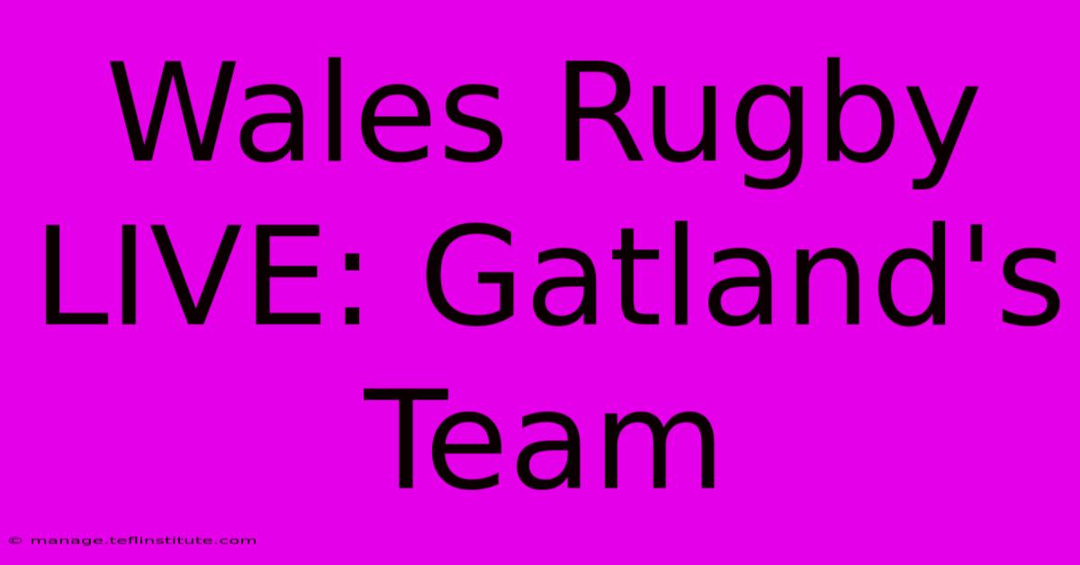 Wales Rugby LIVE: Gatland's Team