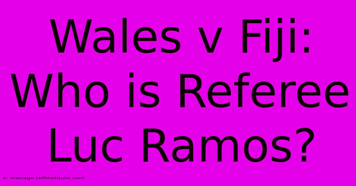 Wales V Fiji: Who Is Referee Luc Ramos? 