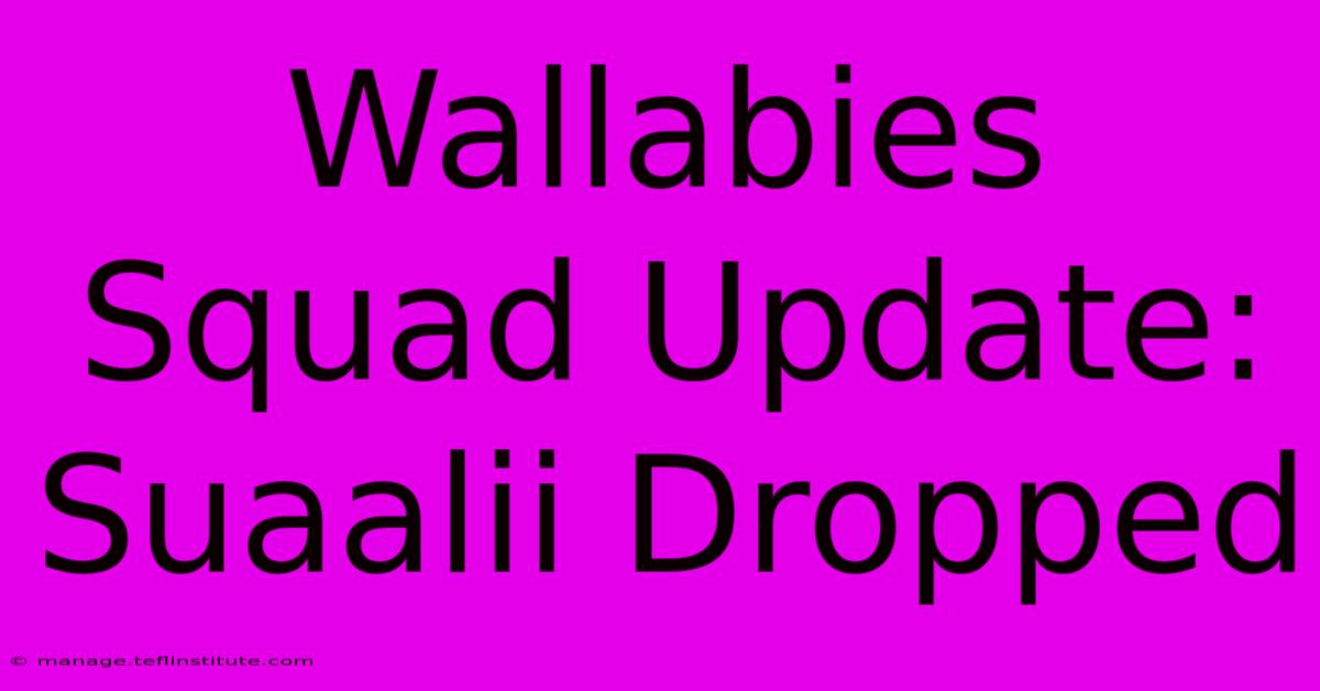 Wallabies Squad Update: Suaalii Dropped