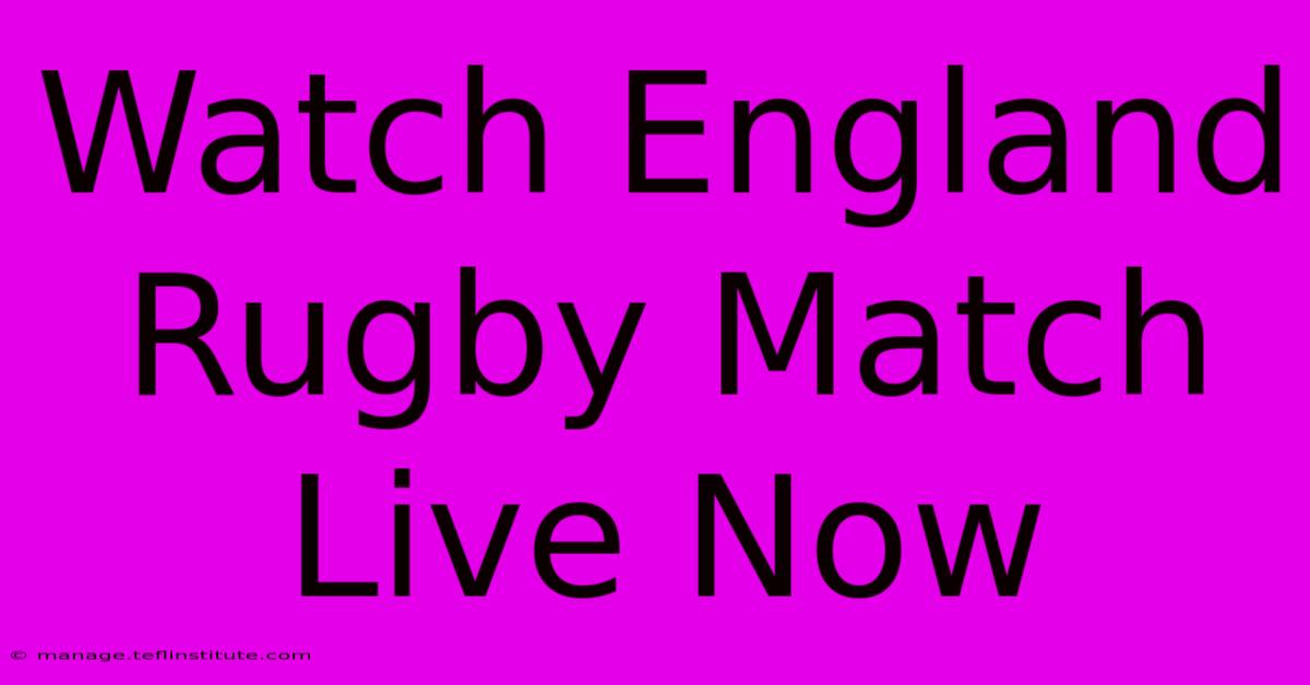 Watch England Rugby Match Live Now