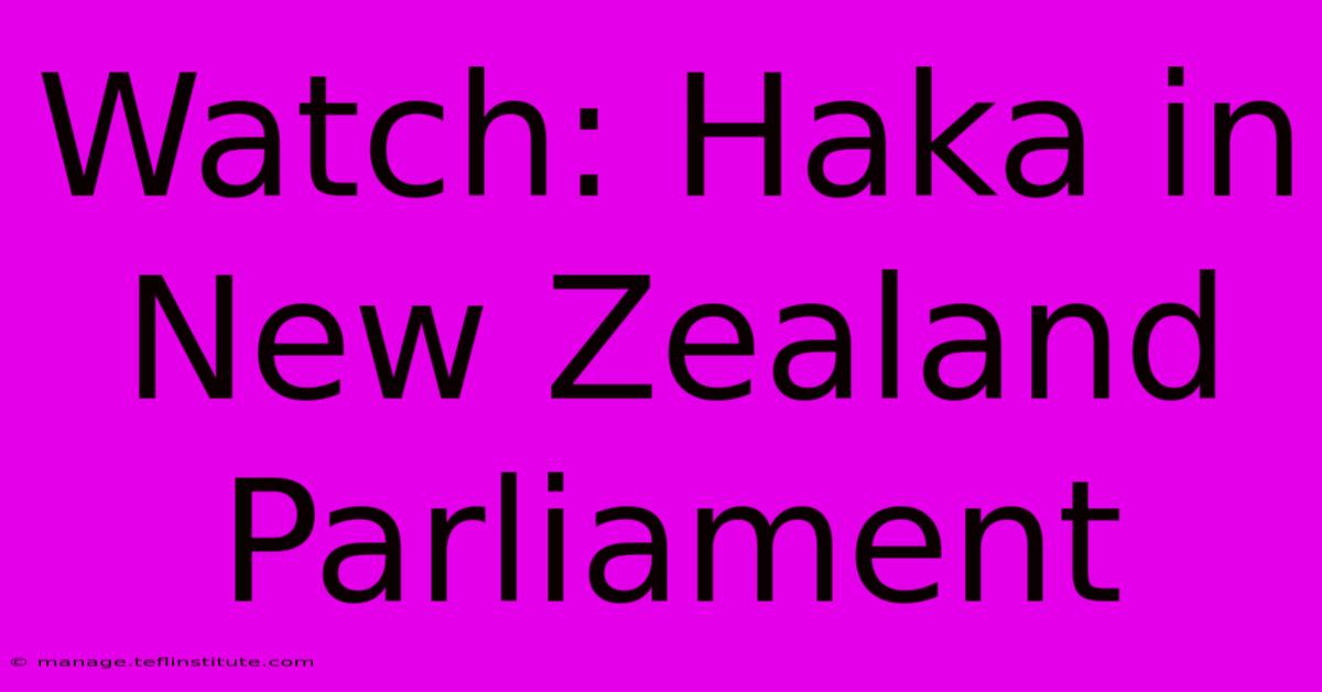 Watch: Haka In New Zealand Parliament