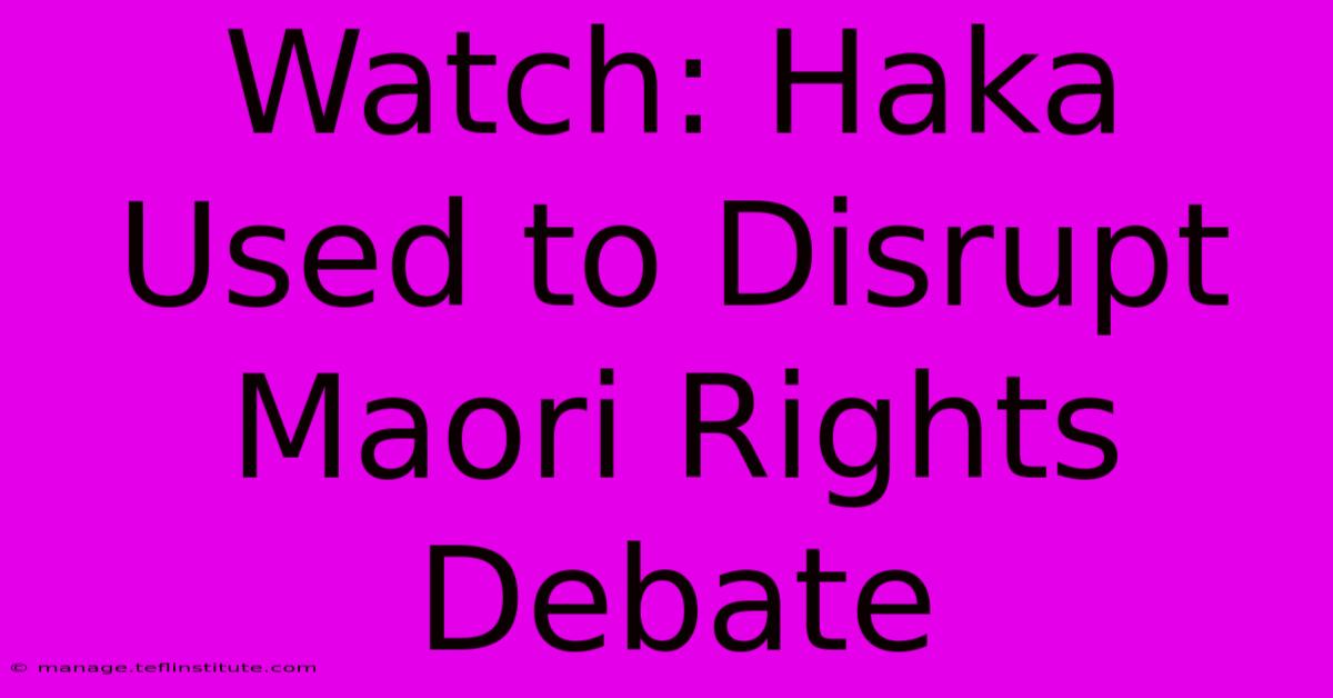 Watch: Haka Used To Disrupt Maori Rights Debate