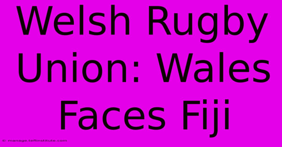 Welsh Rugby Union: Wales Faces Fiji