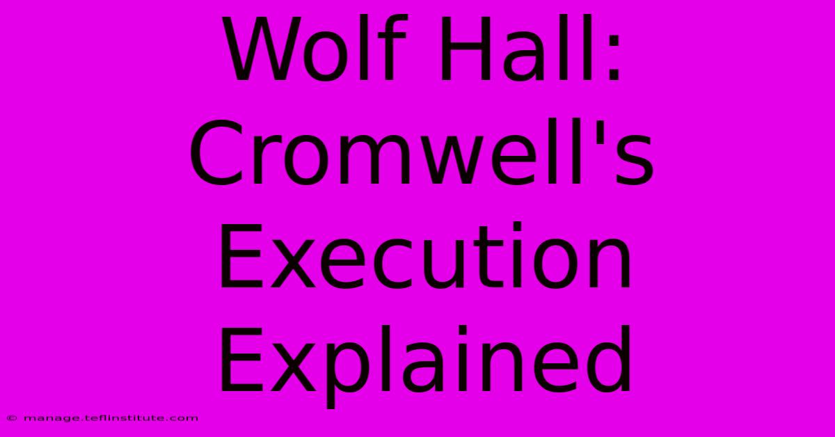 Wolf Hall: Cromwell's Execution Explained