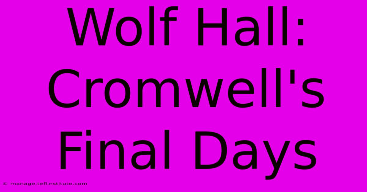 Wolf Hall: Cromwell's Final Days