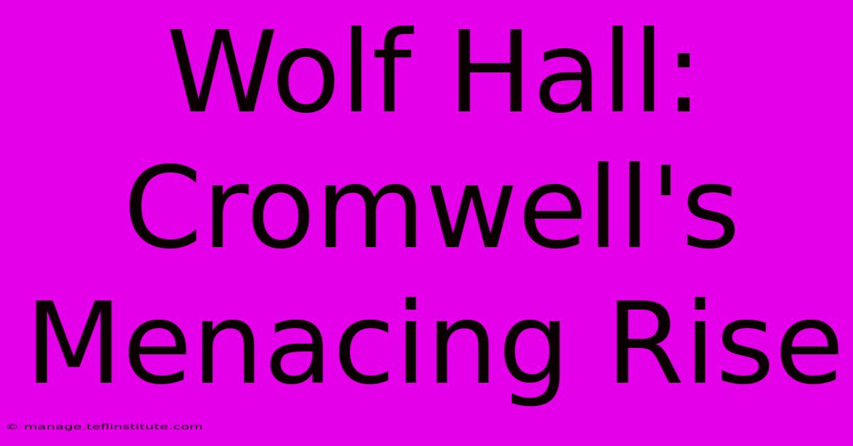 Wolf Hall: Cromwell's Menacing Rise