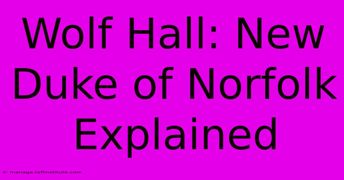 Wolf Hall: New Duke Of Norfolk Explained