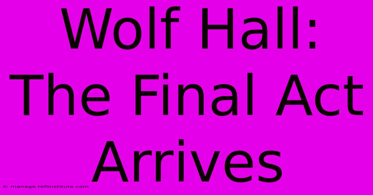 Wolf Hall: The Final Act Arrives