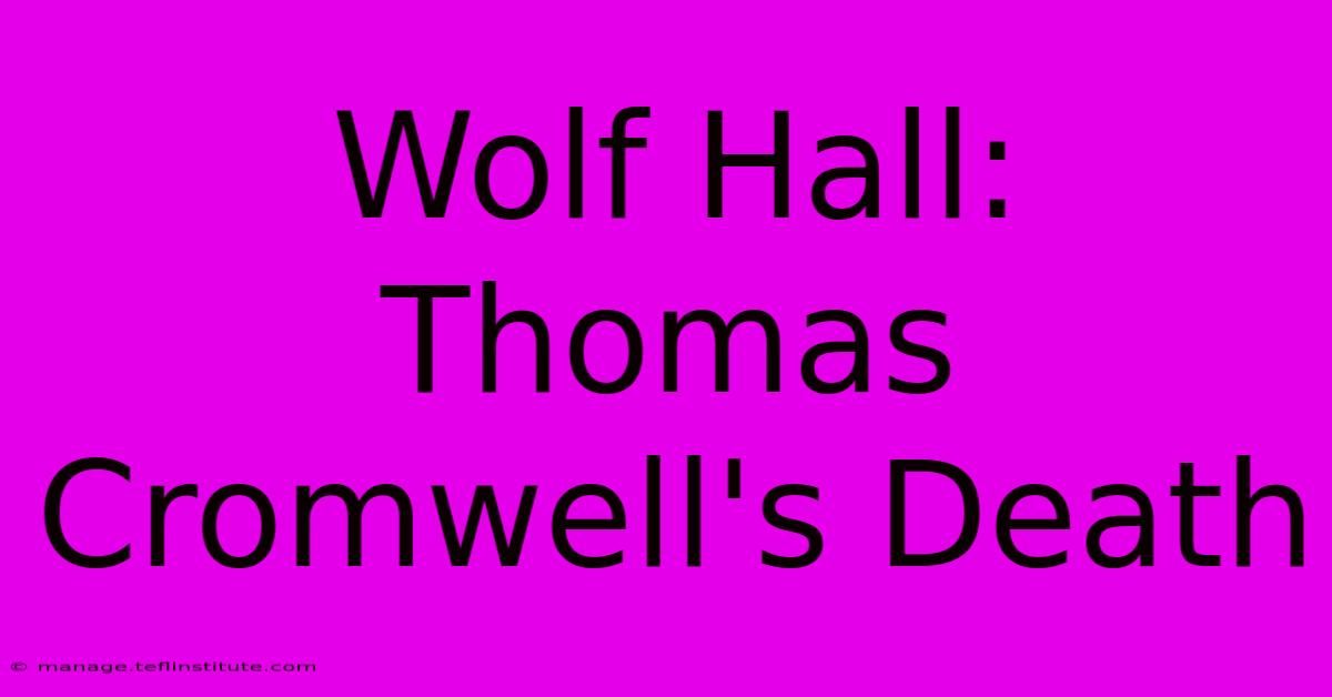 Wolf Hall: Thomas Cromwell's Death