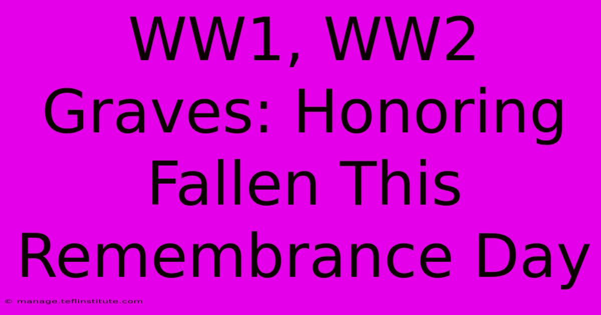 WW1, WW2 Graves: Honoring Fallen This Remembrance Day